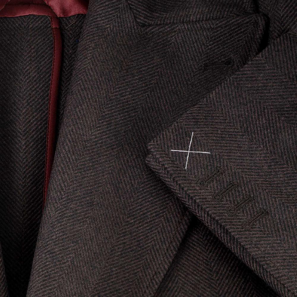 Rubinacci Vintage archive cappotto Ulster in lana spigato marrone Italy
