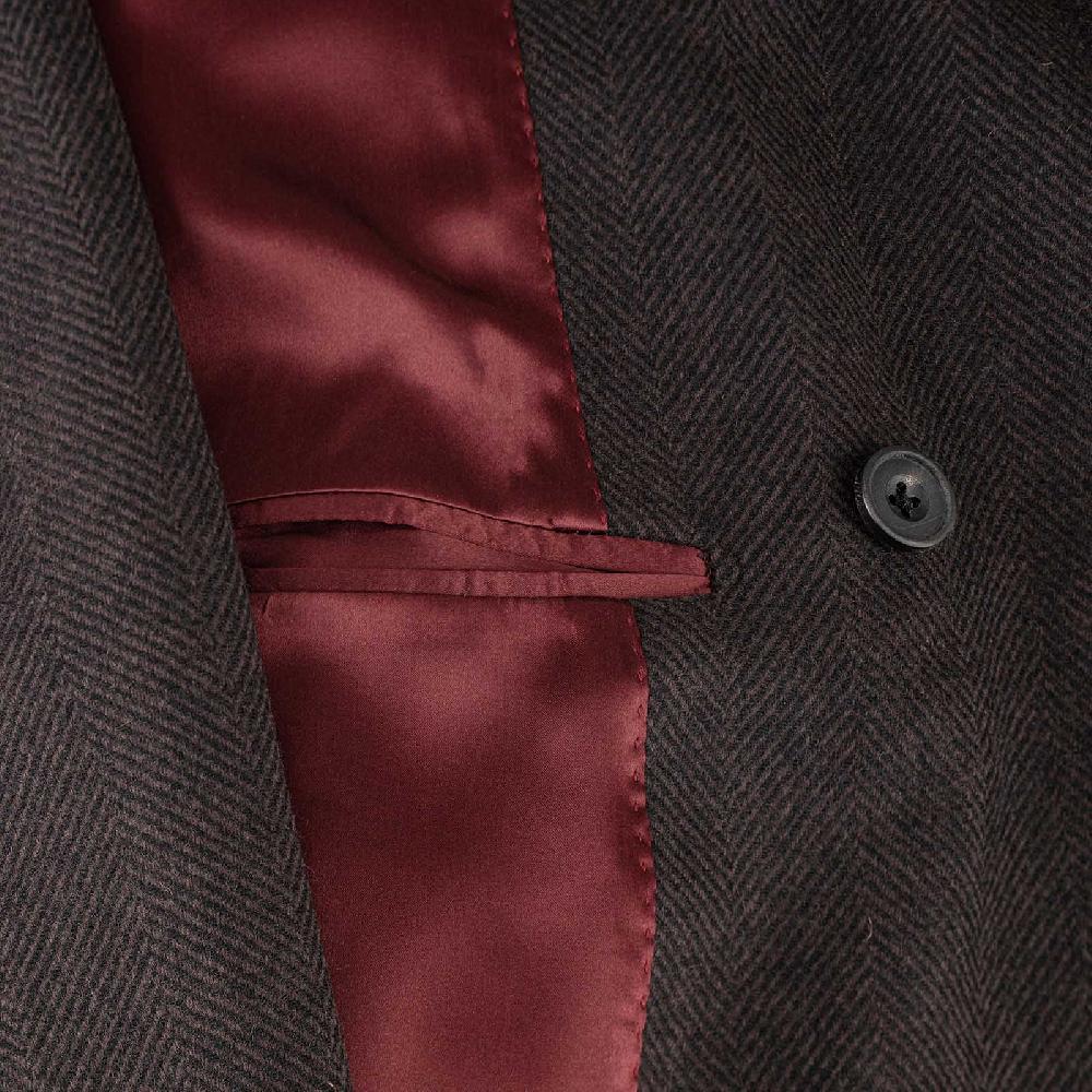 Rubinacci Vintage archive cappotto Ulster in lana spigato marrone Italy