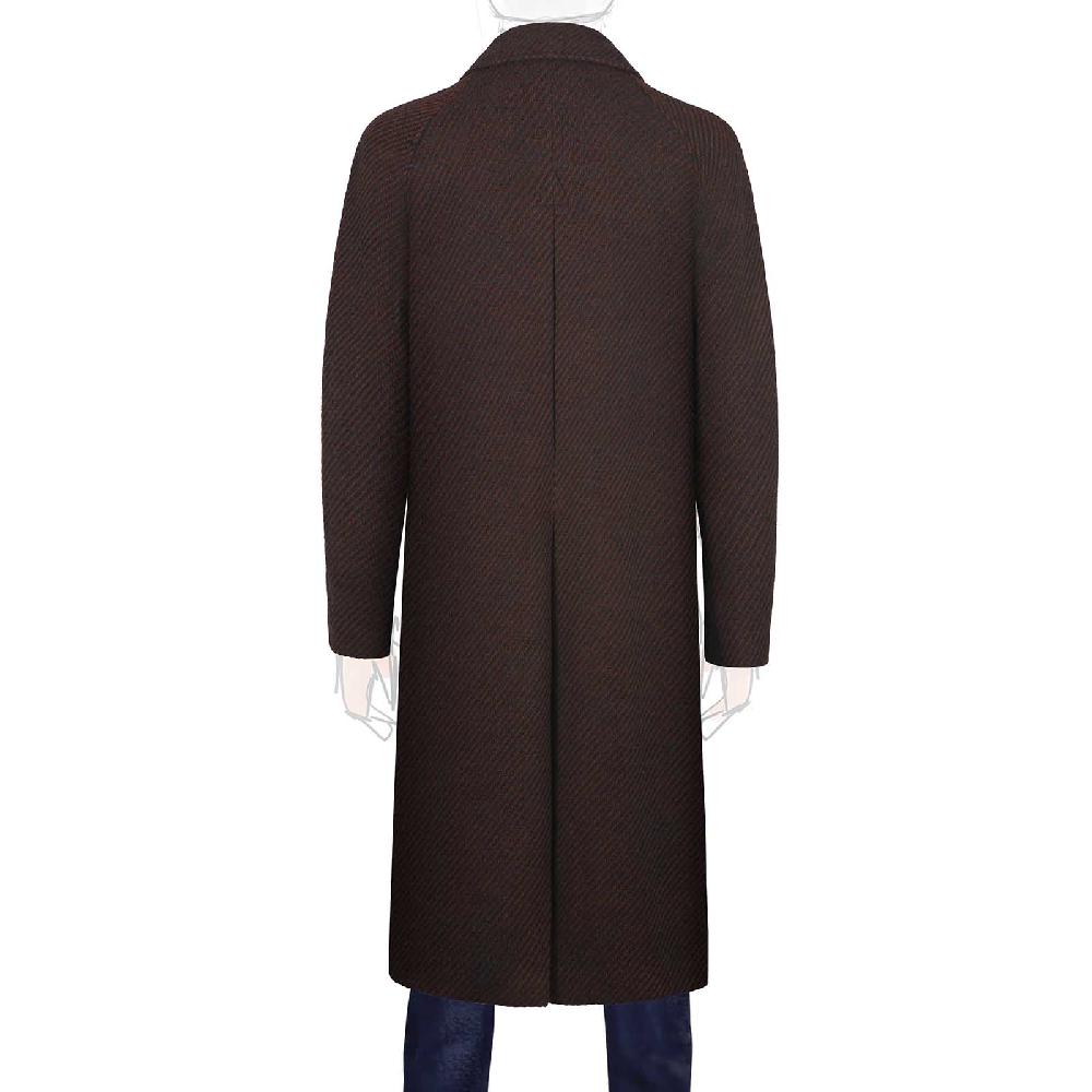 Rubinacci Vintage archive cappotto raglan in diagonale di lana skyfall marrone In Linea