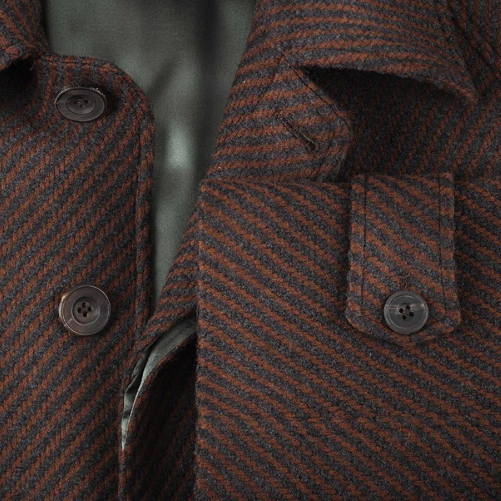 Rubinacci Vintage archive cappotto raglan in diagonale di lana skyfall marrone In Linea