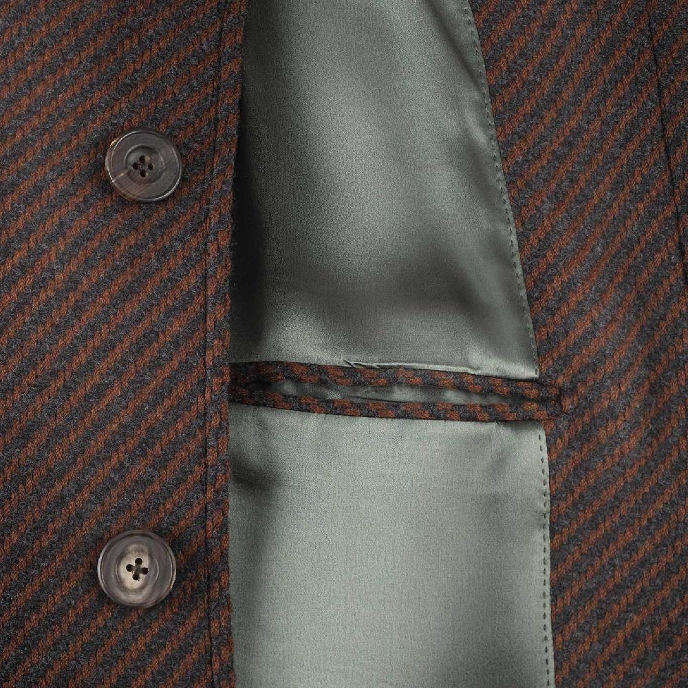 Rubinacci Vintage archive cappotto raglan in diagonale di lana skyfall marrone In Linea