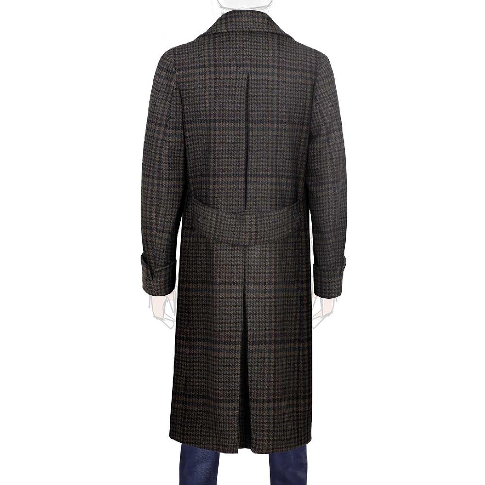 Rubinacci Vintage archive cappotto Ulster in lana e cashmere a quadri marrone Nuovo