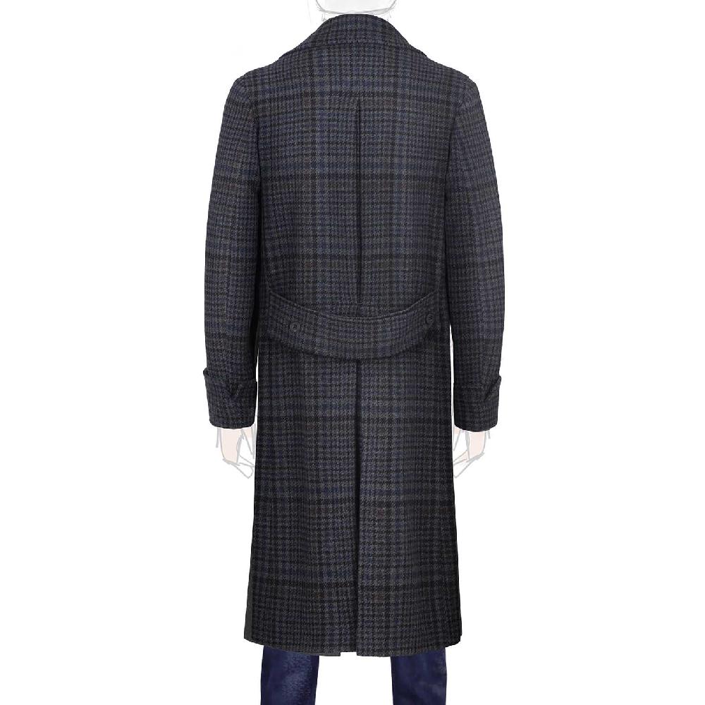 Rubinacci Vintage archive cappotto Ulster in lana e cashmere a quadri blu Qualità