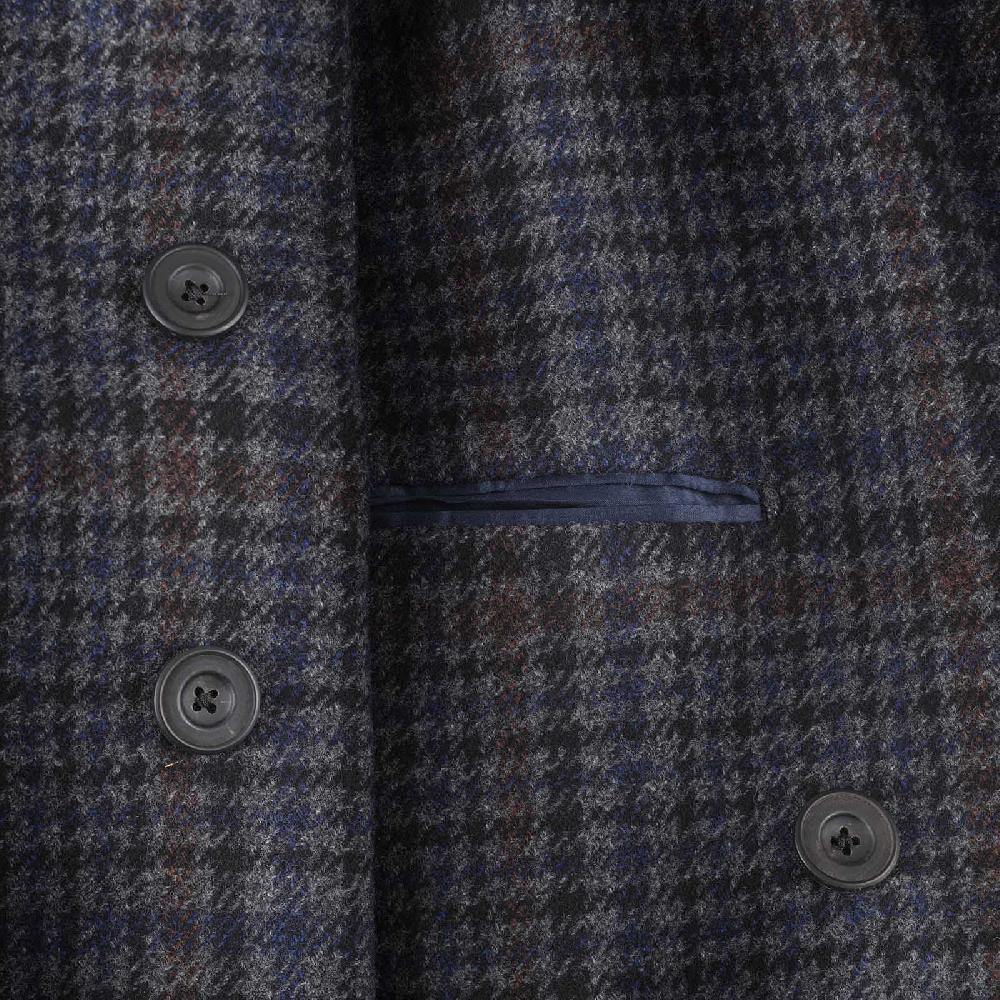 Rubinacci Vintage archive cappotto Ulster in lana e cashmere a quadri blu Qualità
