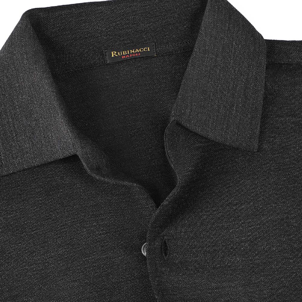 Rubinacci Camicia in piquet di lana grigio In Linea