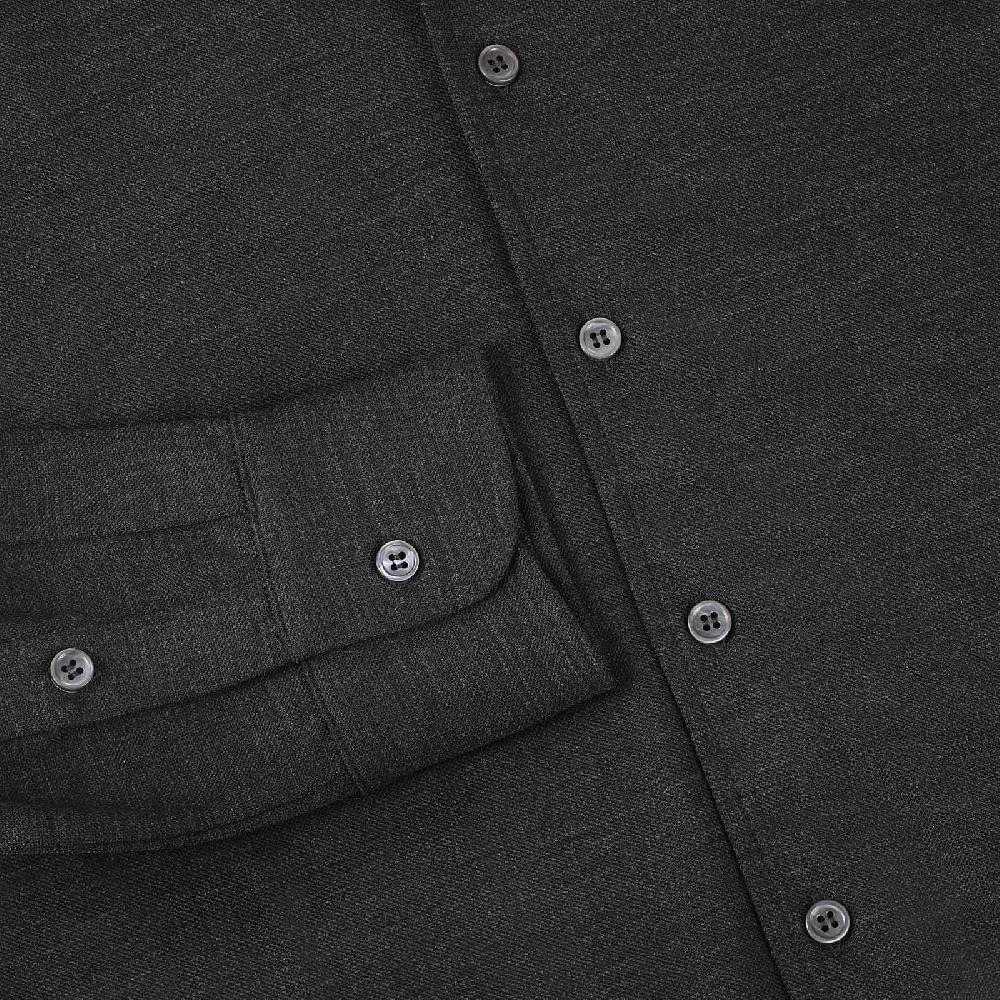 Rubinacci Camicia in piquet di lana grigio In Linea