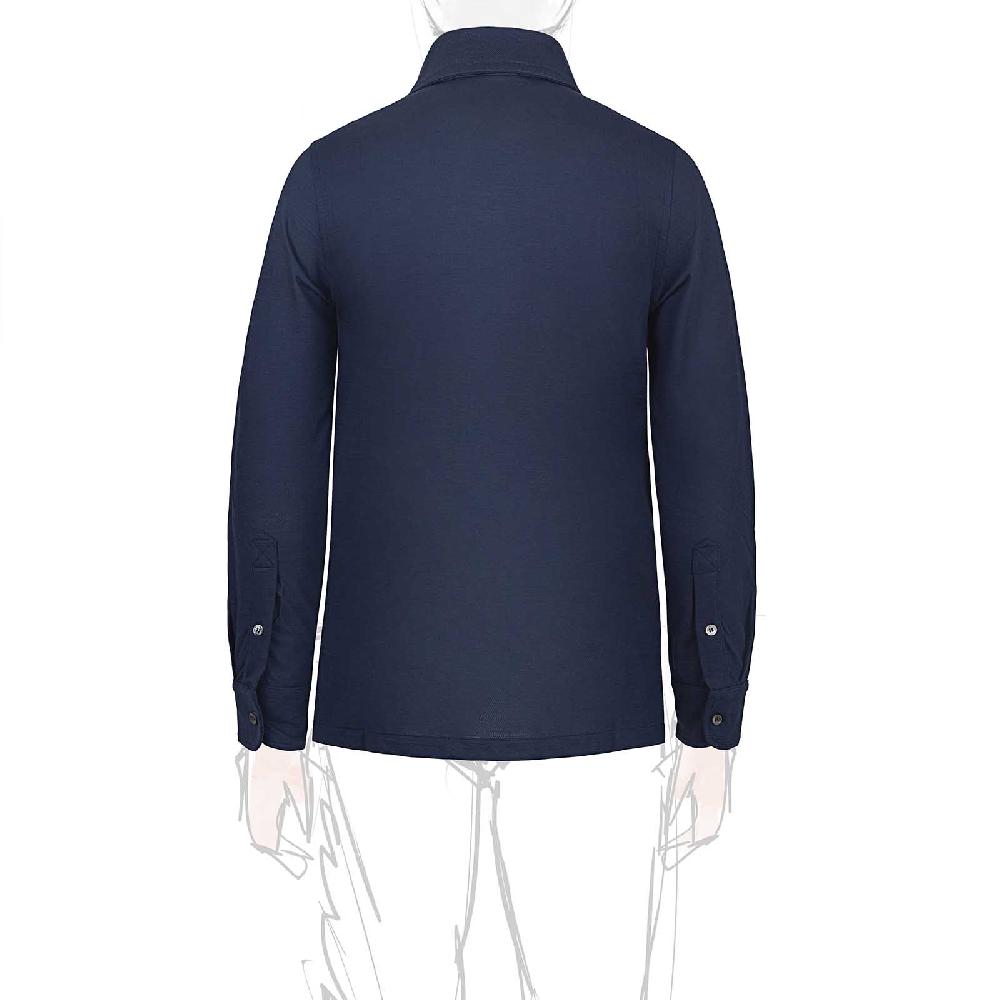 Rubinacci Camicia in piquet di lana blu Nuovo