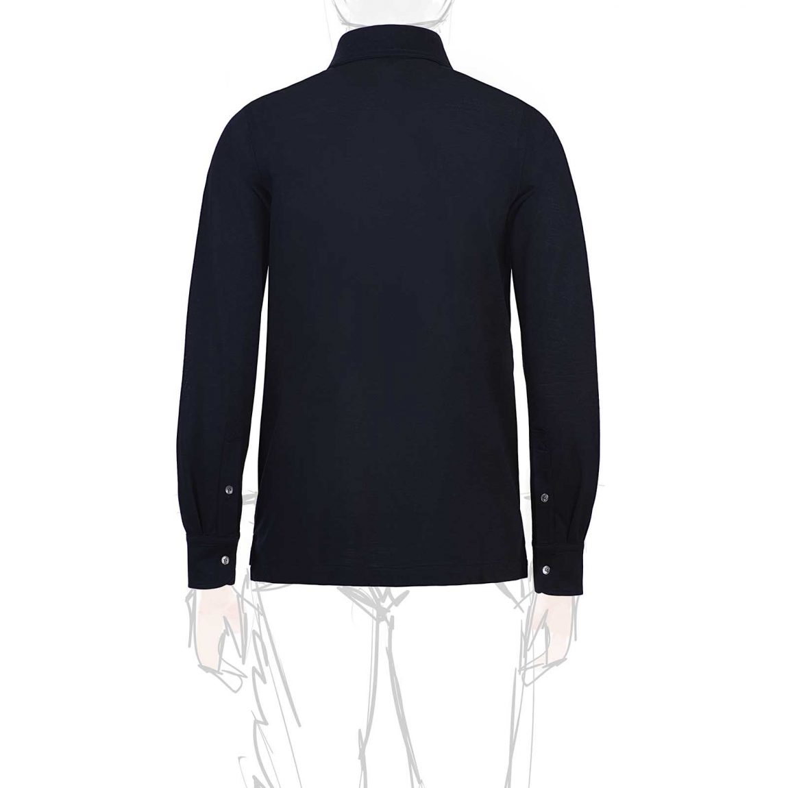 Rubinacci Camicia in piquet di lana blu navy Promozione