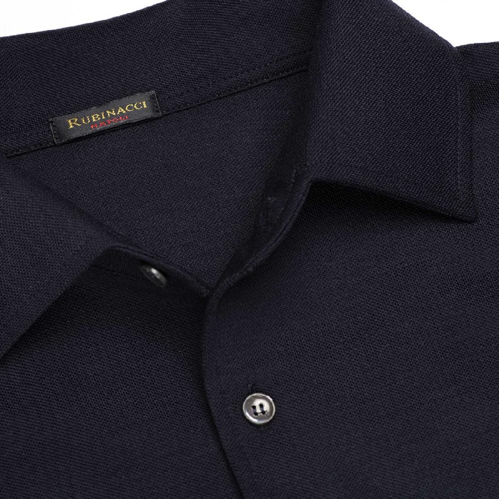 Rubinacci Camicia in piquet di lana blu navy Promozione