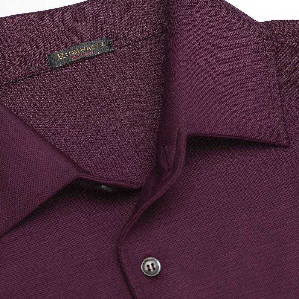 Rubinacci Camicia in piquet di lana bordeaux Spedizione Gratuita