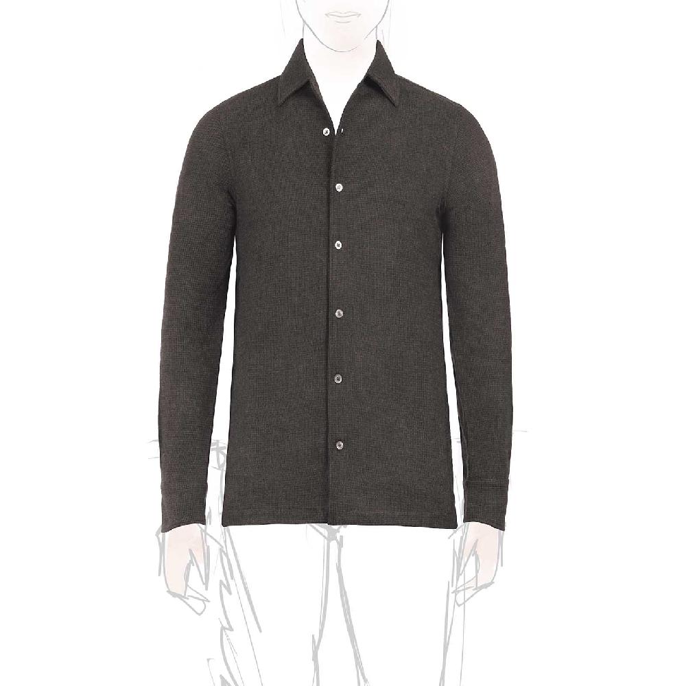 Rubinacci Camicia in cashmere a quadretti marrone e nero Pezzi Unici