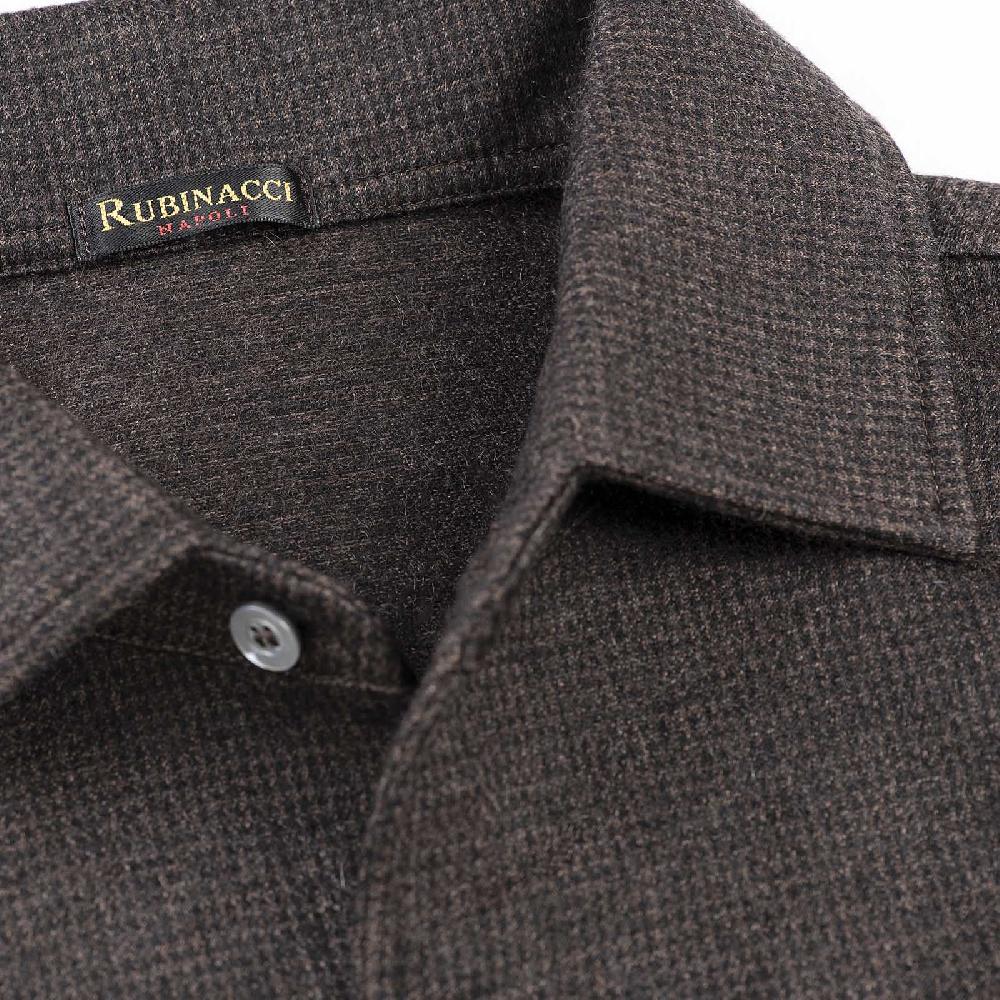 Rubinacci Camicia in cashmere a quadretti marrone e nero Pezzi Unici
