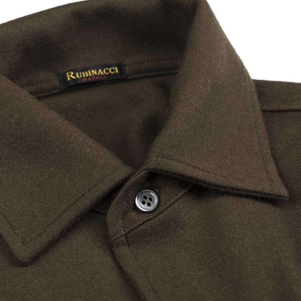 Rubinacci Camicia in cashmere verde militare Soddisfazione Garantita