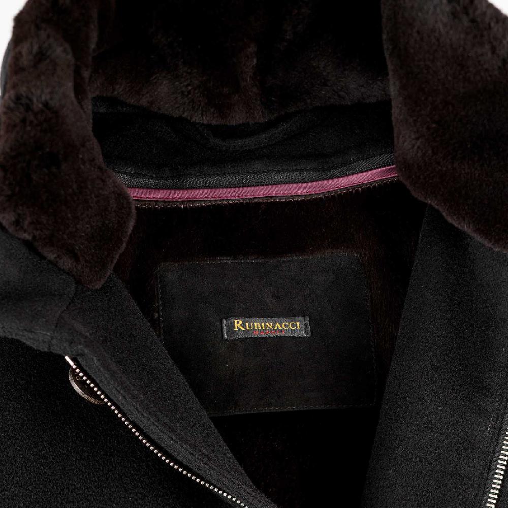 Rubinacci Giaccone lana e cashmere con pelliccia nero Negozi Online