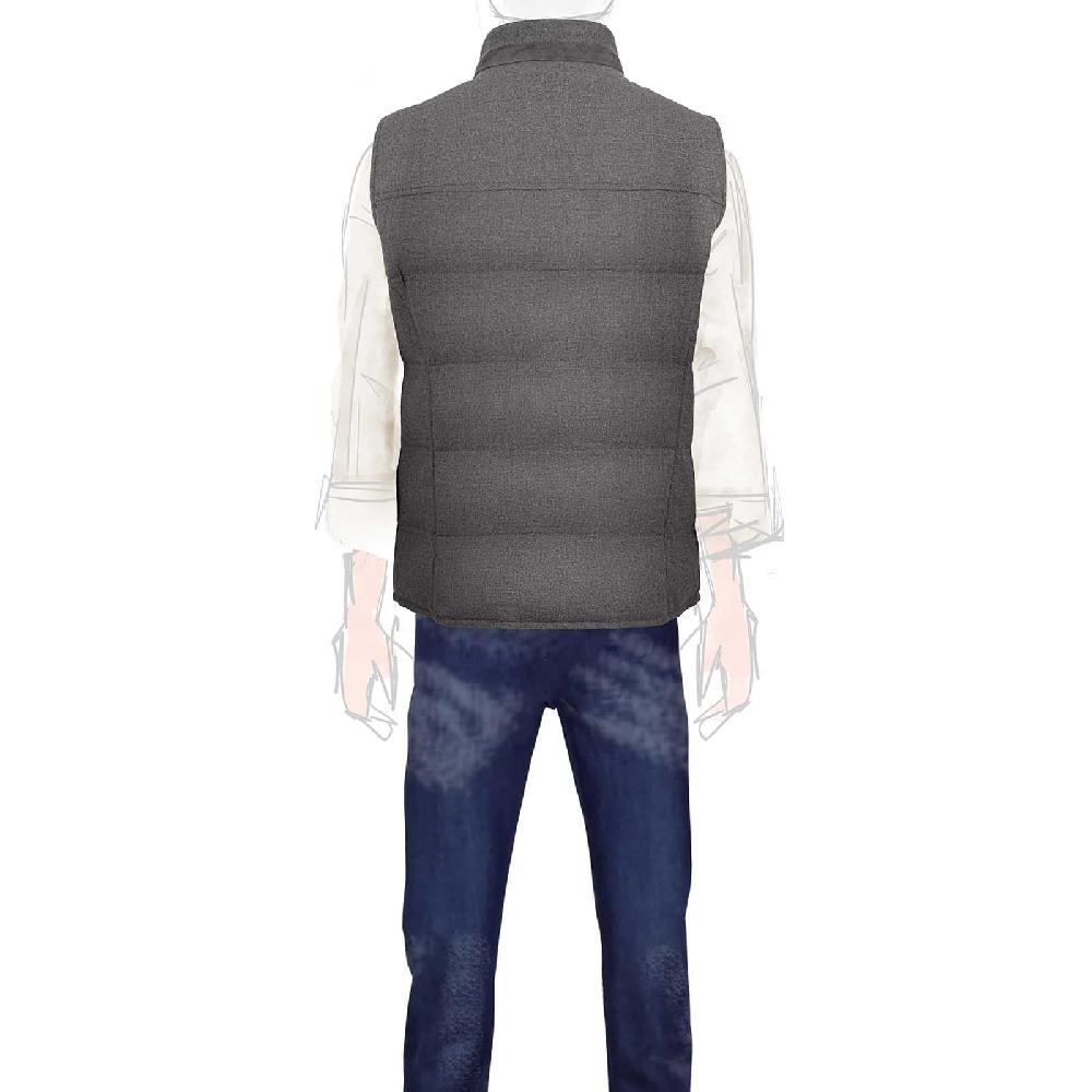 Rubinacci Gilet trapuntato lana e cashmere tortora Consegna Veloce