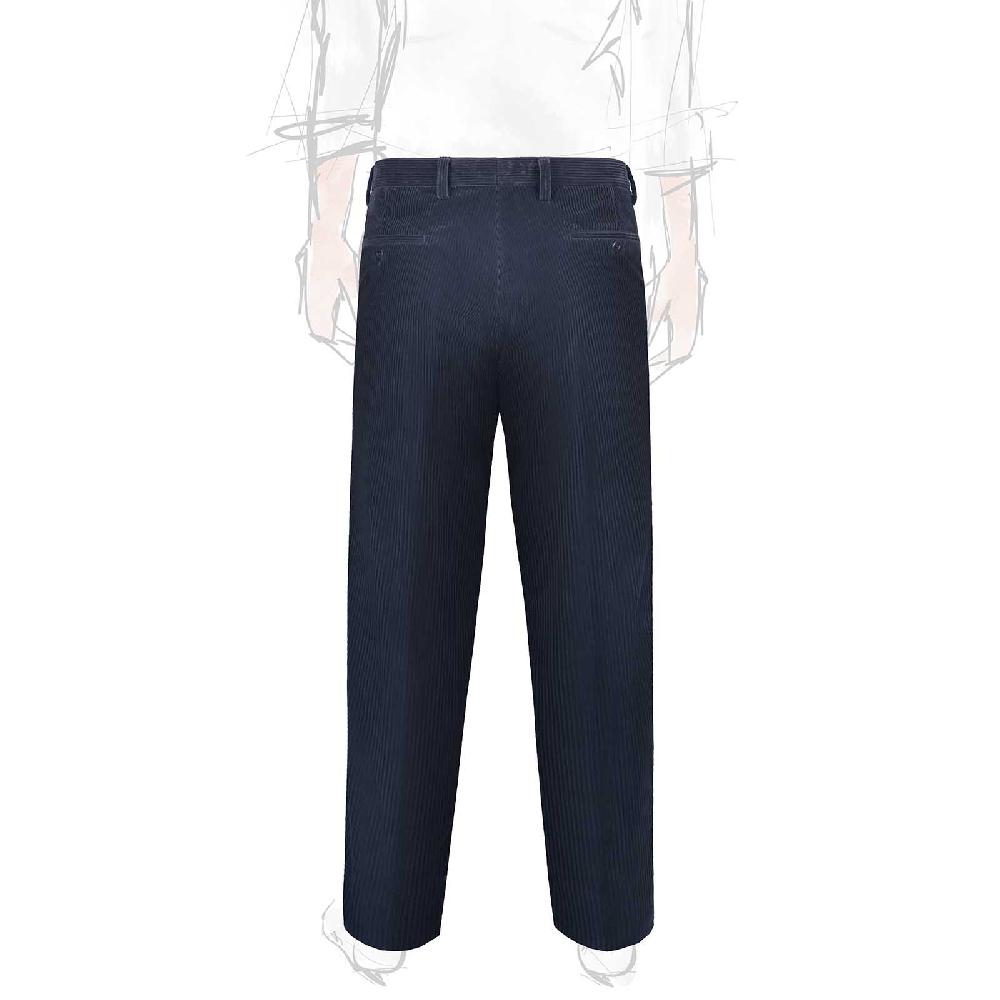 Rubinacci Pantalone 2 pinces in velluto a coste blu notte Offerte