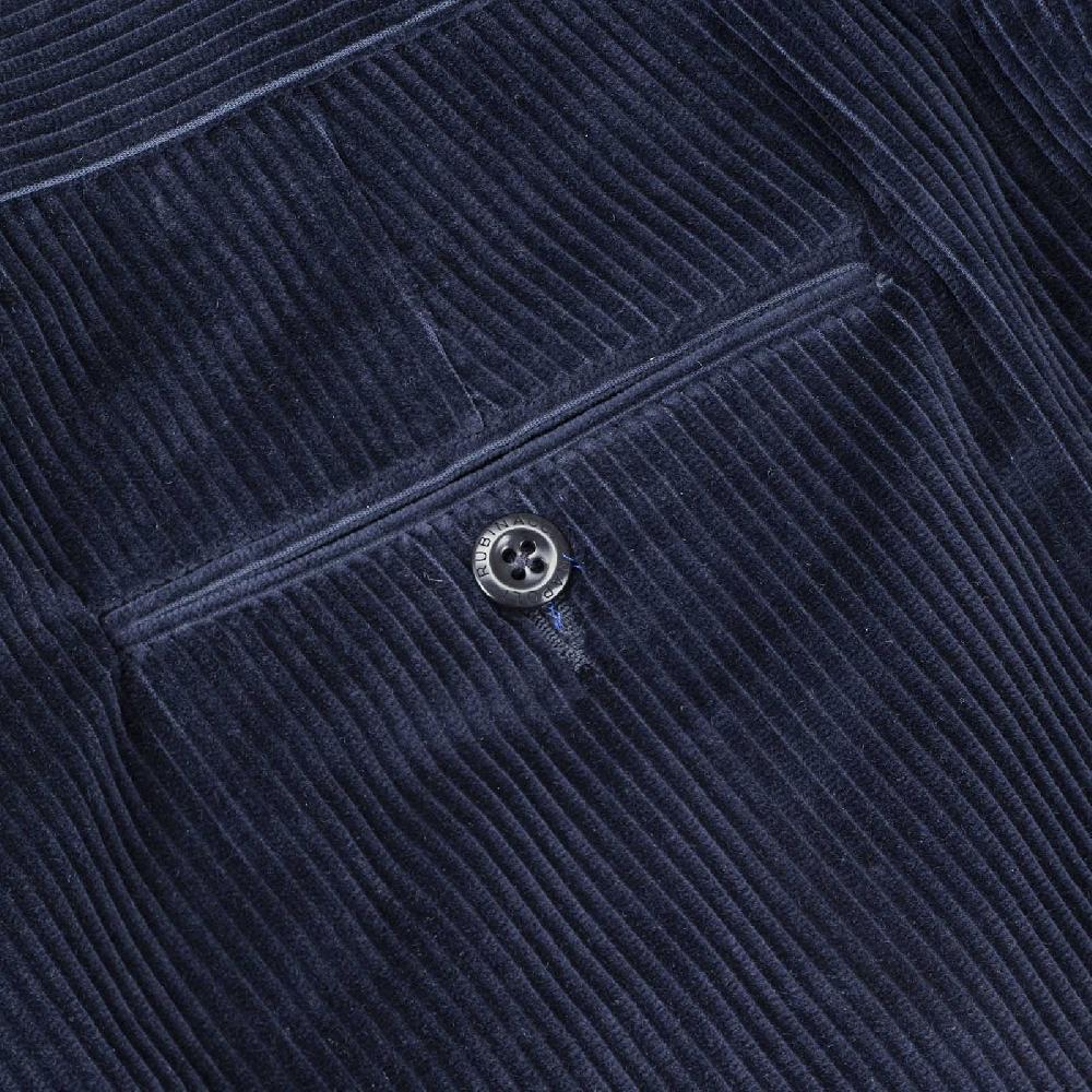 Rubinacci Pantalone 2 pinces in velluto a coste blu notte Offerte