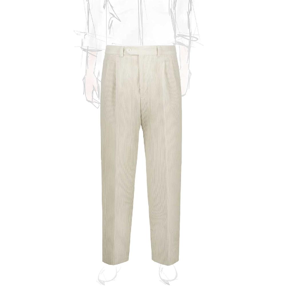 Rubinacci Pantalone 2 pinces in velluto a coste latte Saldi Di Fabbrica