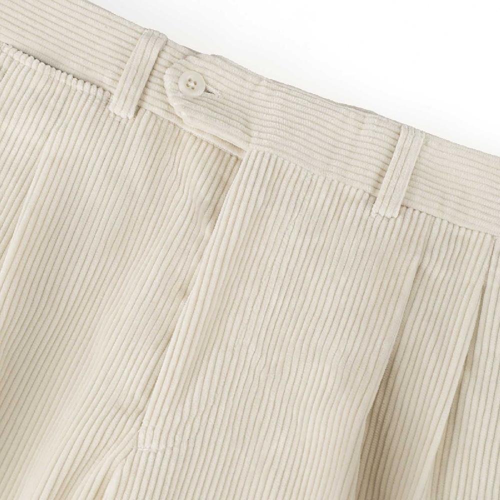 Rubinacci Pantalone 2 pinces in velluto a coste latte Saldi Di Fabbrica