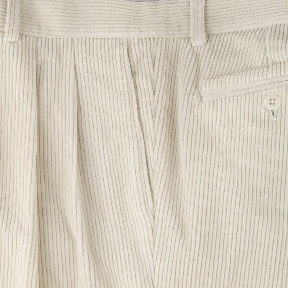Rubinacci Pantalone 2 pinces in velluto a coste latte Saldi Di Fabbrica