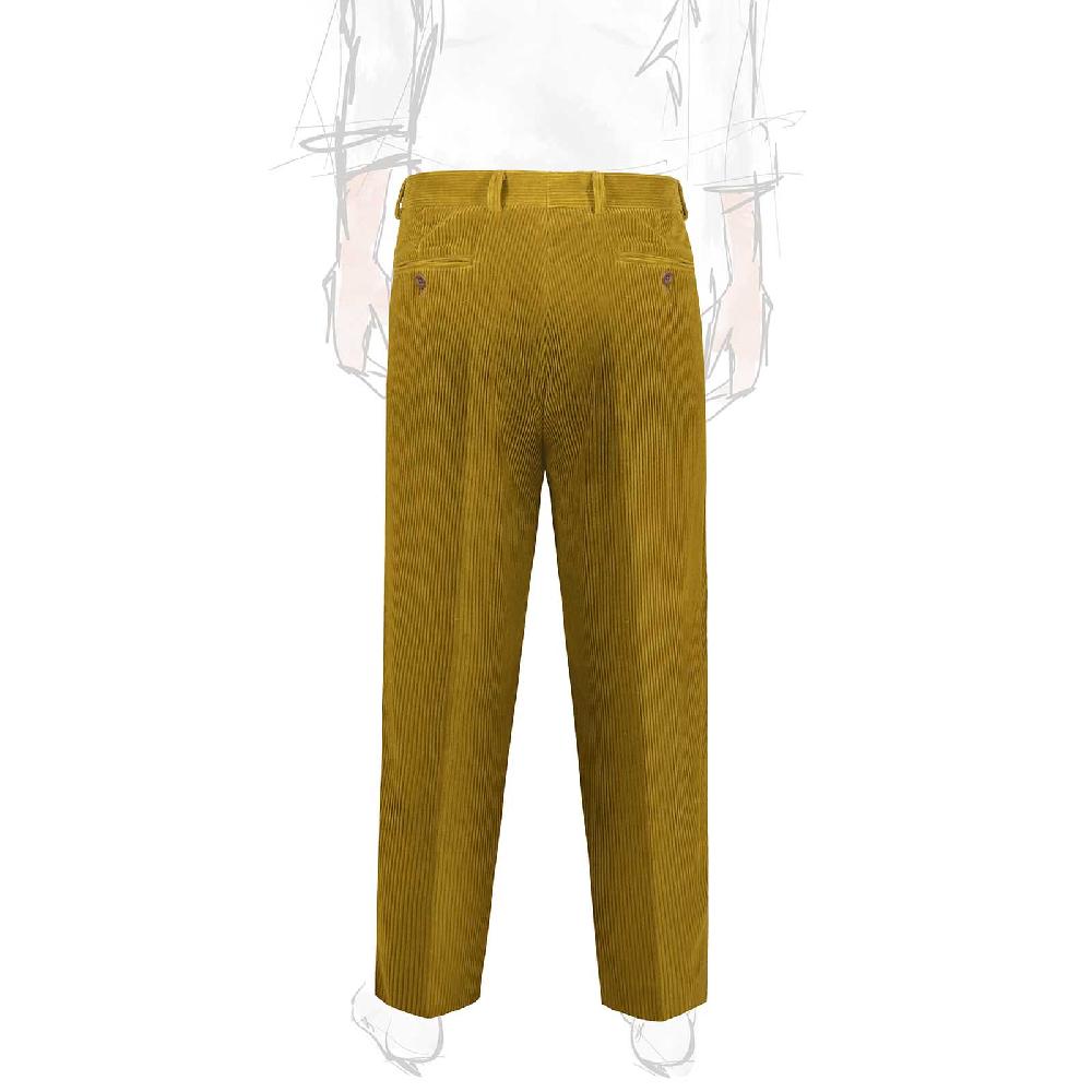 Rubinacci Pantalone 2 pinces in velluto a coste ocra Vendite Flash