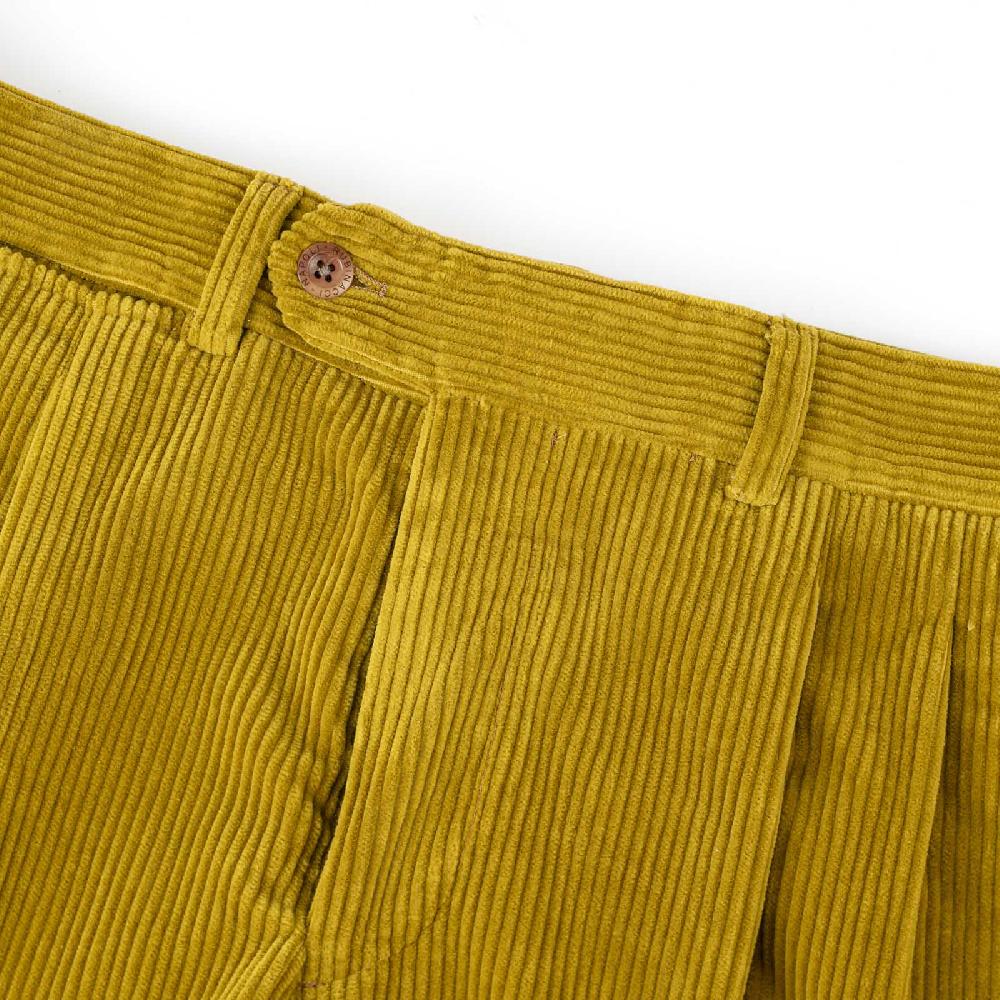Rubinacci Pantalone 2 pinces in velluto a coste ocra Vendite Flash