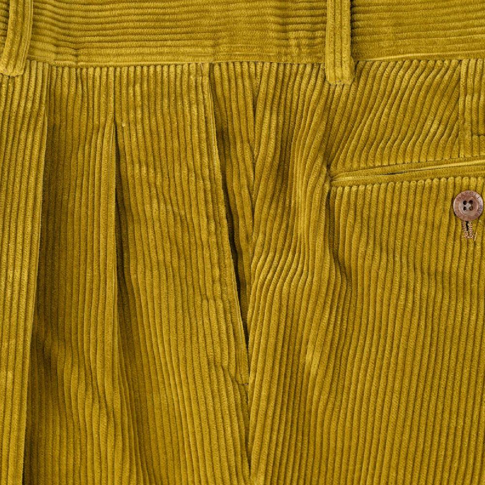 Rubinacci Pantalone 2 pinces in velluto a coste ocra Vendite Flash