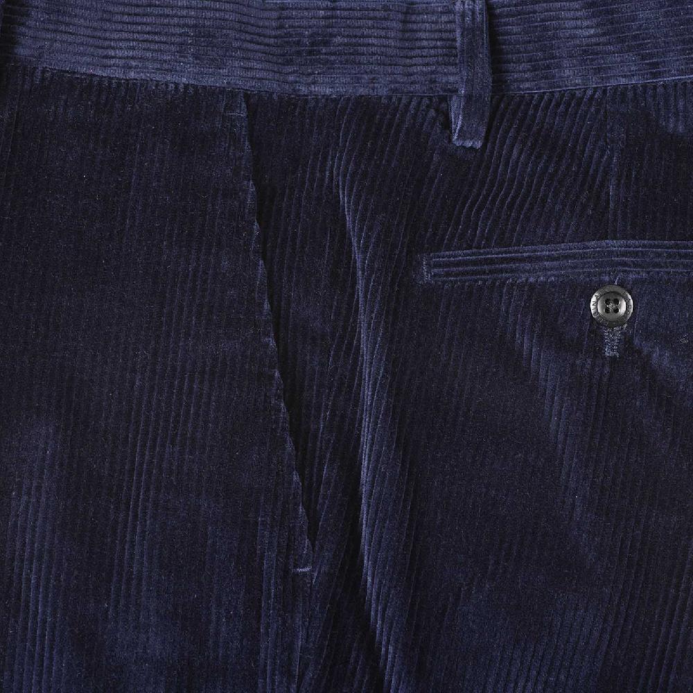 Rubinacci Pantalone in velluto a coste blu notte In Saldo