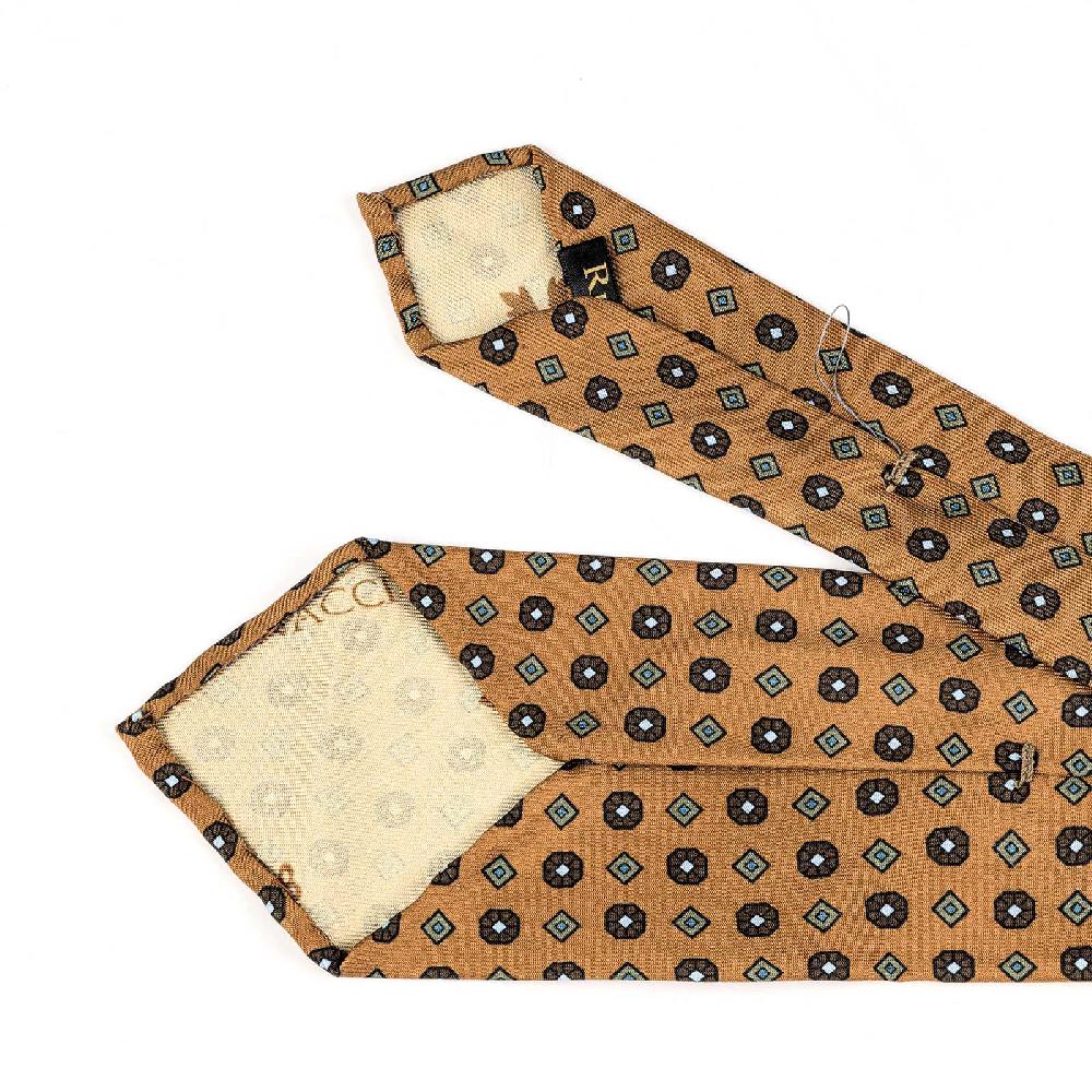 Rubinacci Cravatta in twill di seta arancio con stampa floreale Online