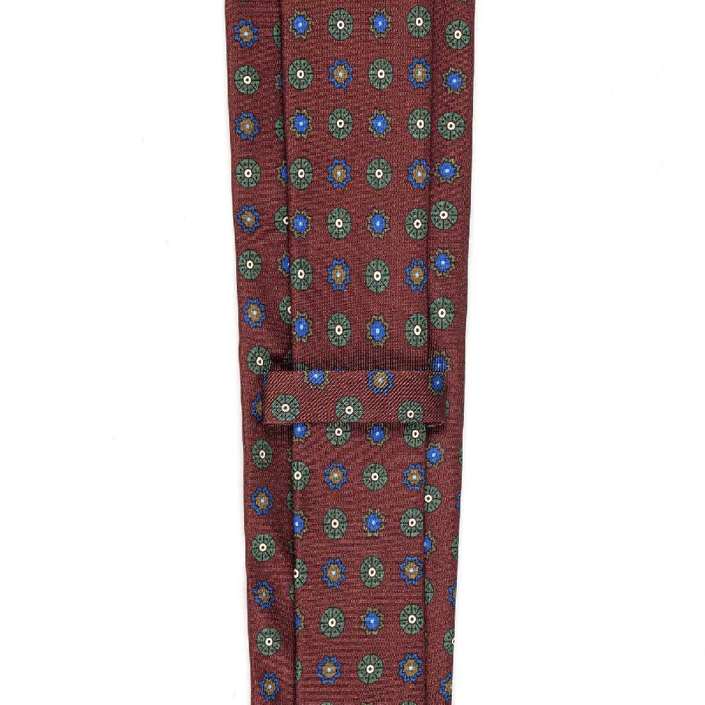 Rubinacci Cravatta in twill di seta bordeaux con stampa floreale Outlet