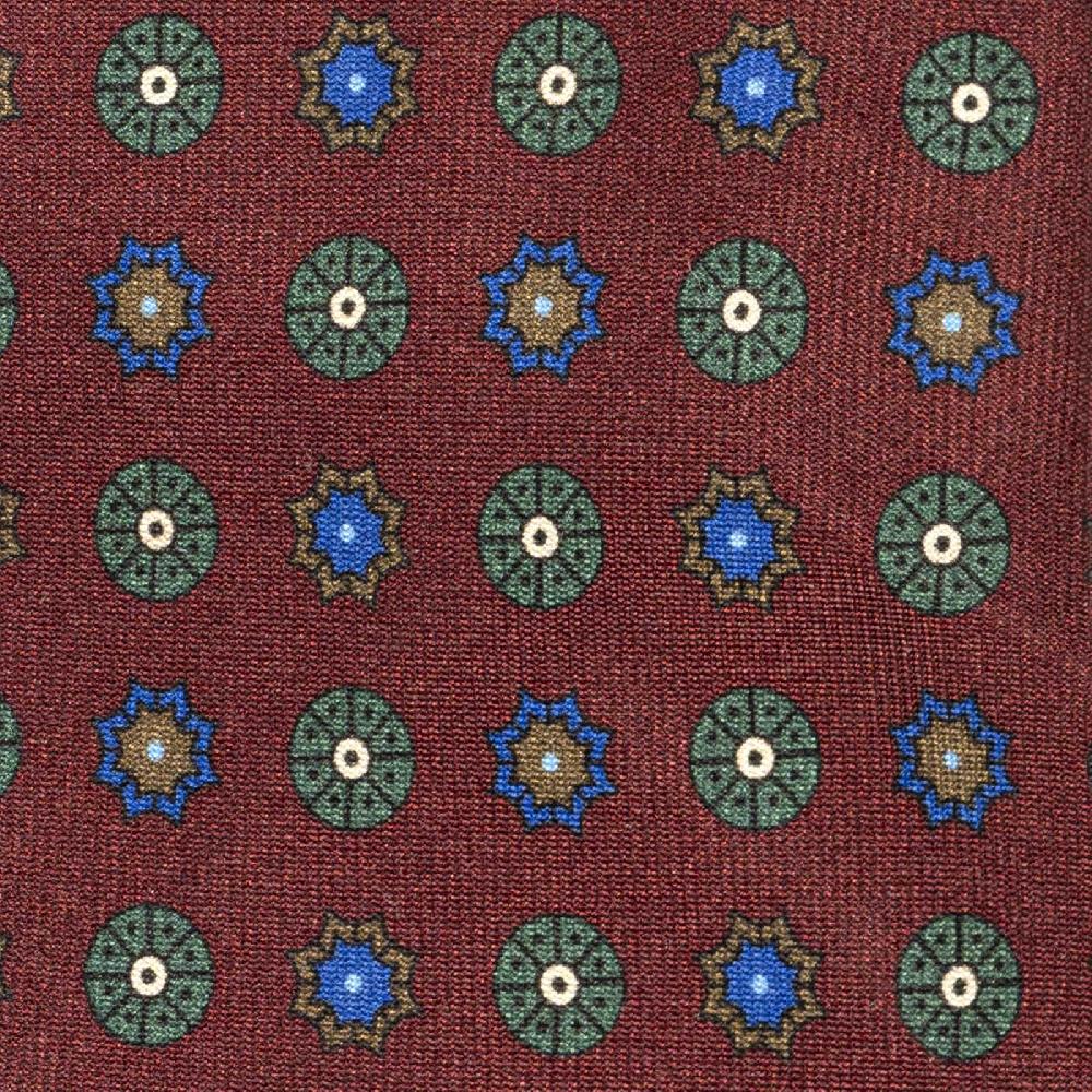 Rubinacci Cravatta in twill di seta bordeaux con stampa floreale Outlet