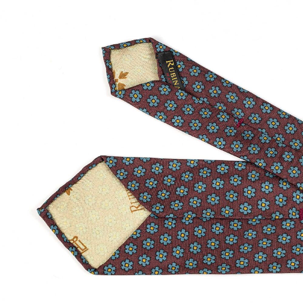 Rubinacci Cravatta in twill di seta bordeaux con stampa floreale In Vendita