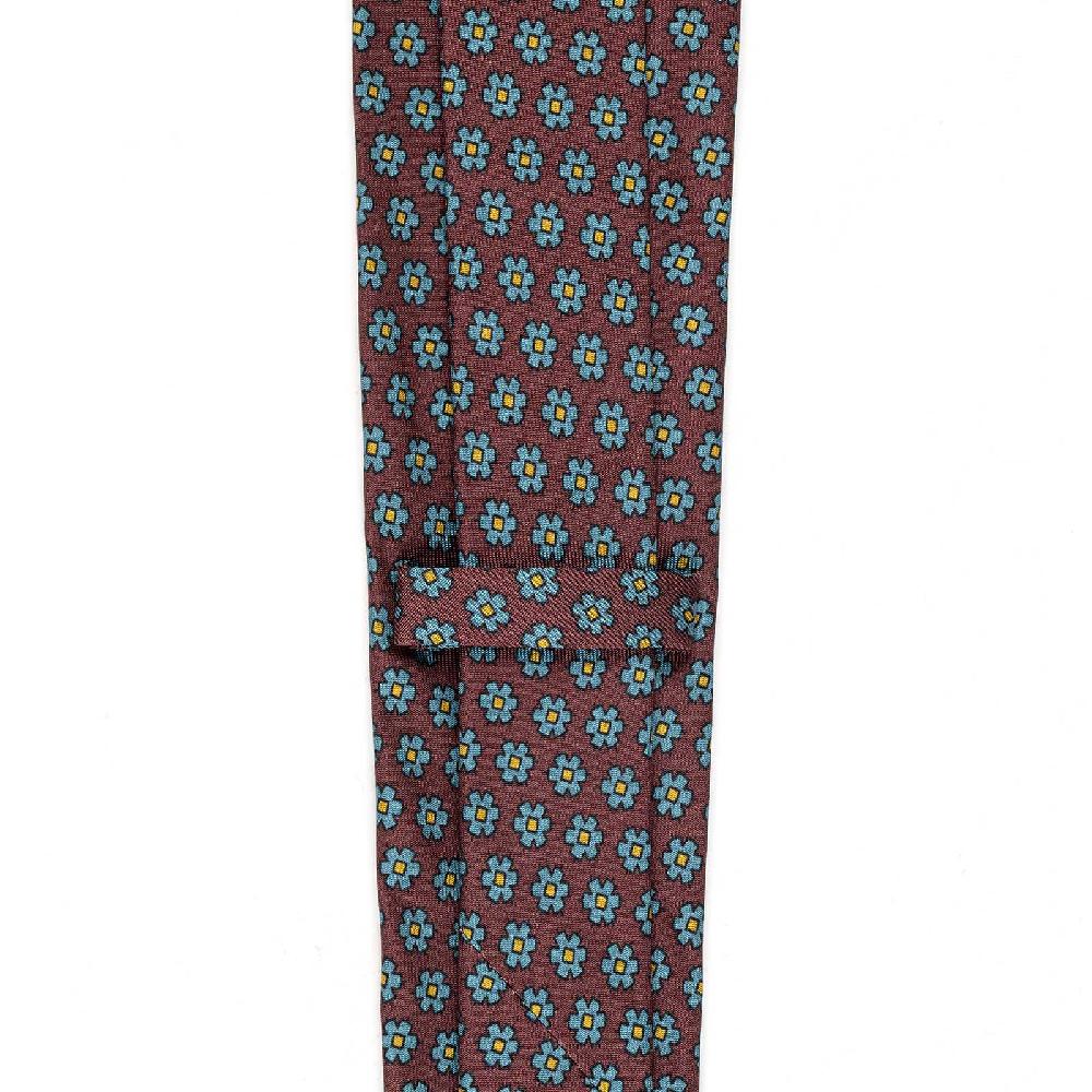 Rubinacci Cravatta in twill di seta bordeaux con stampa floreale In Vendita