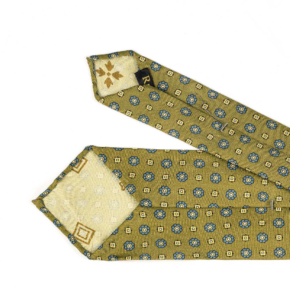 Rubinacci Cravatta in twill di seta senape con stampa floreale Saldi