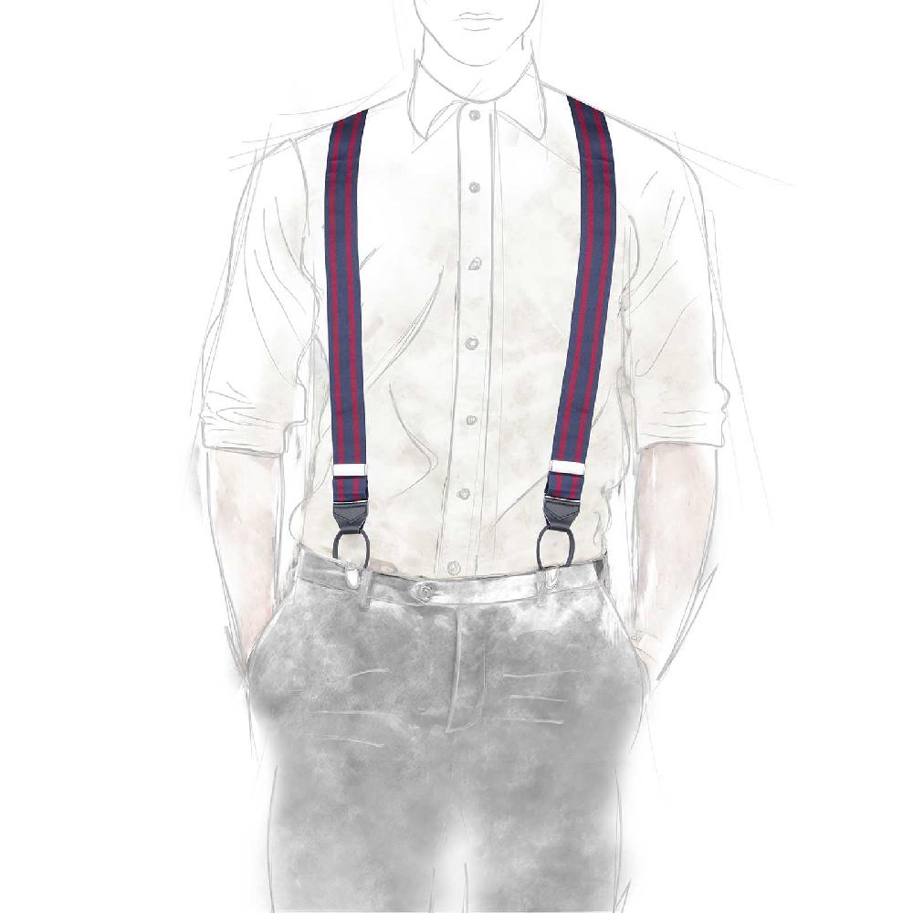 Rubinacci Bretelle rigate blu e bordeaux Pezzi Unici