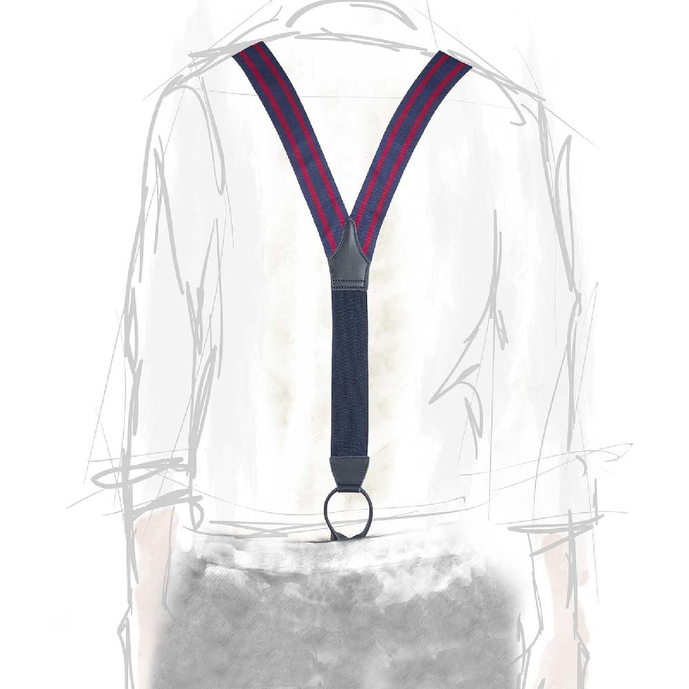 Rubinacci Bretelle rigate blu e bordeaux Pezzi Unici