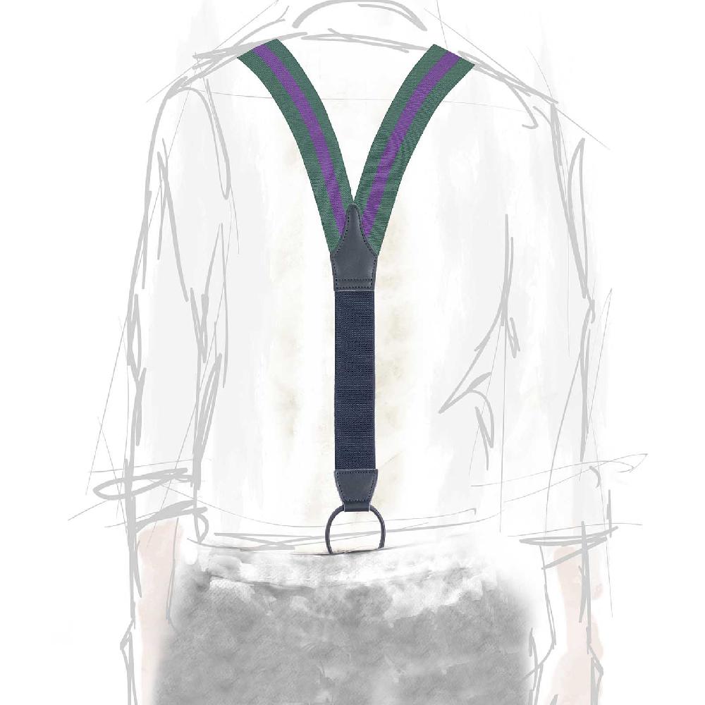 Rubinacci Bretelle rigate viola e verde Soddisfazione Garantita