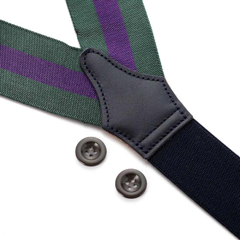 Rubinacci Bretelle rigate viola e verde Soddisfazione Garantita