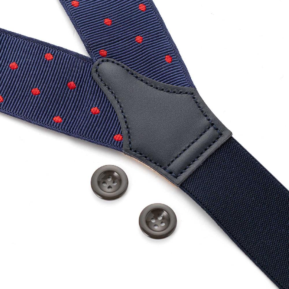 Rubinacci Bretelle blu a pois rosso Qualità Garantita