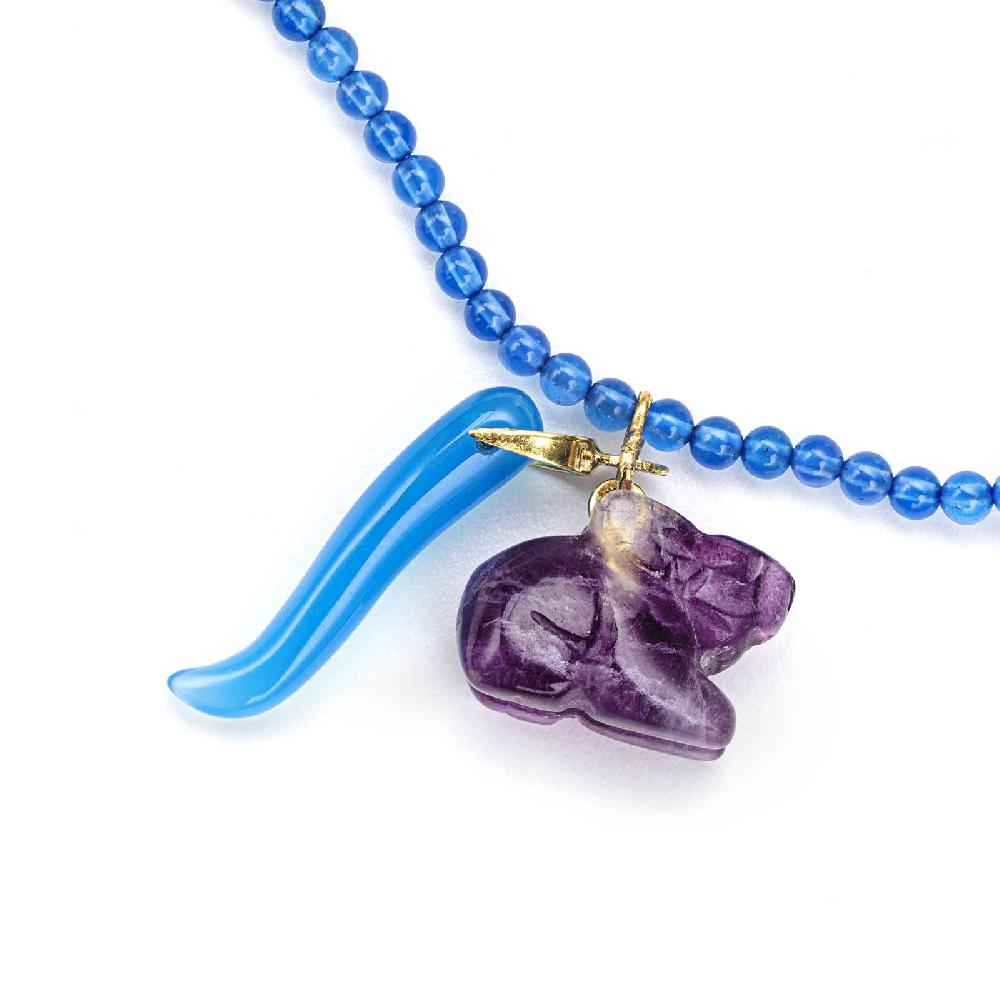 Rubinacci Bottone da bavero ruby in agata azzurro Vendita Calda