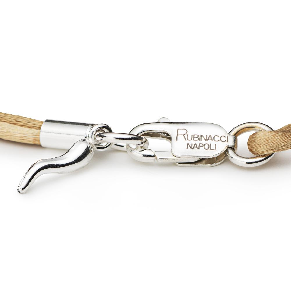 Rubinacci Braccialetto ruby in seta beige In Saldo