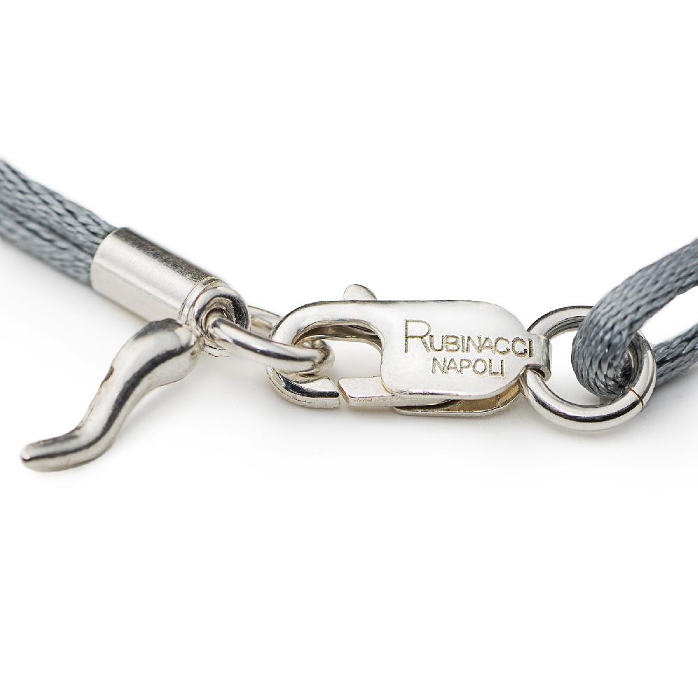 Rubinacci Braccialetto ruby in seta grigio Moda