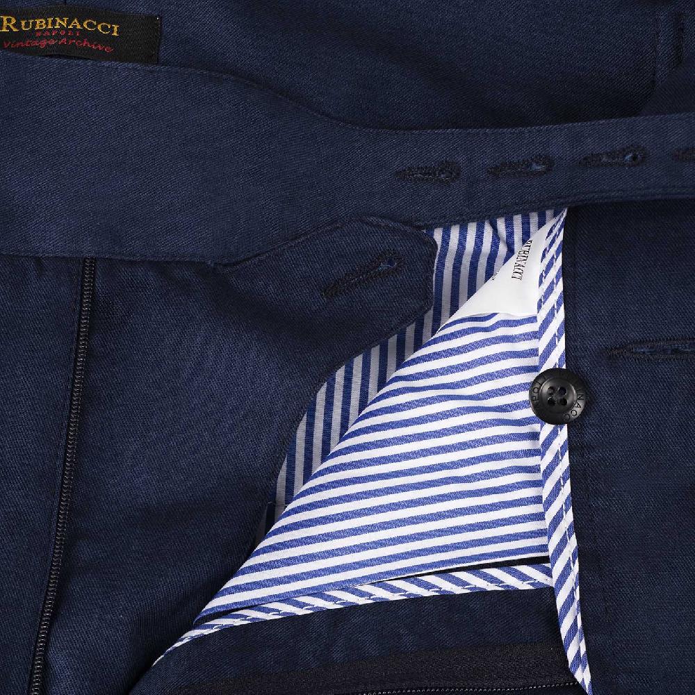 Rubinacci Vintage archive pantalone Manny in cotone blu Spedizione Gratuita