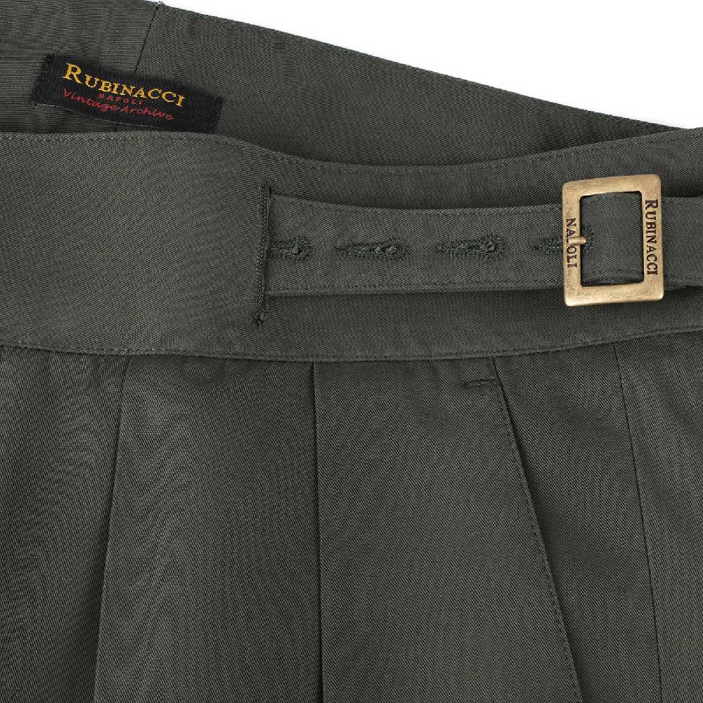 Rubinacci Vintage archive pantalone Manny in cotone verde militare Pezzi Unici