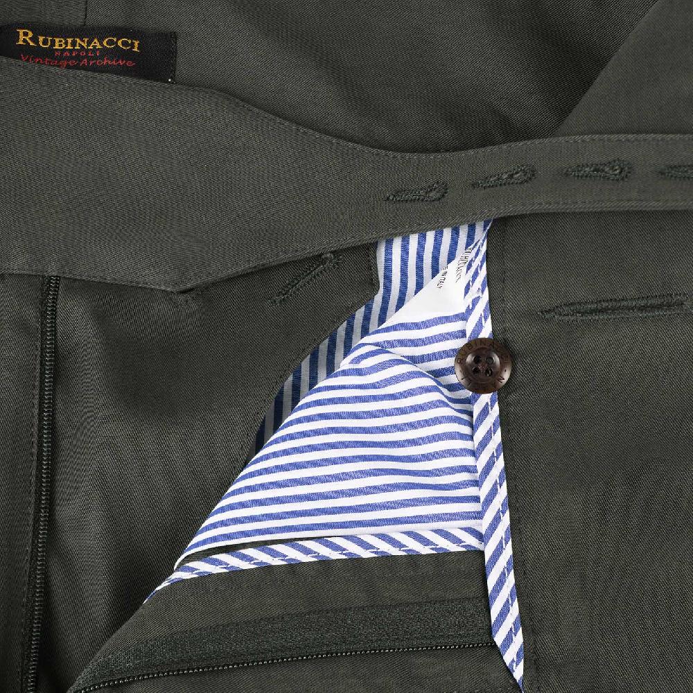 Rubinacci Vintage archive pantalone Manny in cotone verde militare Pezzi Unici