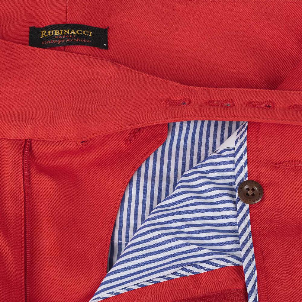 Rubinacci Vintage archive pantalone Manny in cotone rosso Soddisfazione Garantita