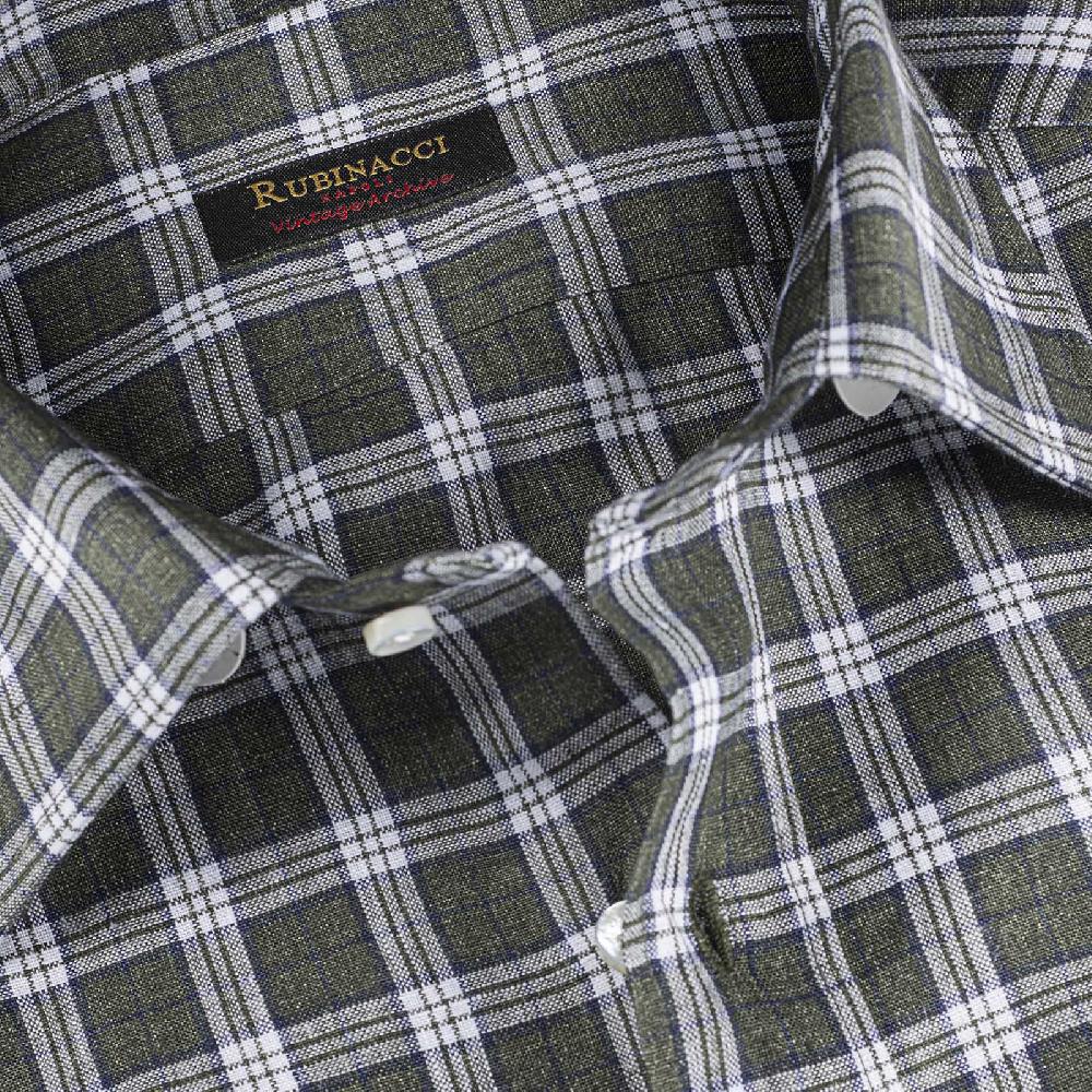 Rubinacci Vintage archive camicia in lino verde e bianco Acquista Ora