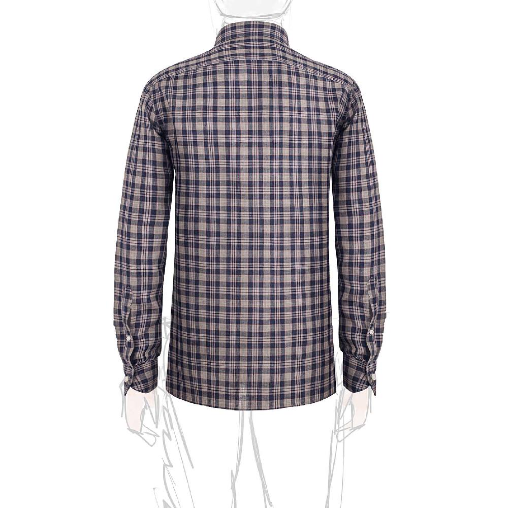 Rubinacci Vintage archive camicia in lino grigio e blu Consegna Veloce