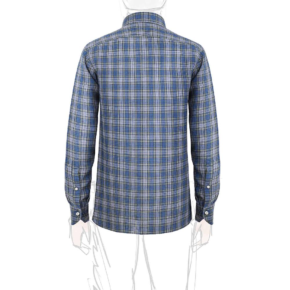 Rubinacci Vintage archive camicia in lino verde e blu Promozione Limitata