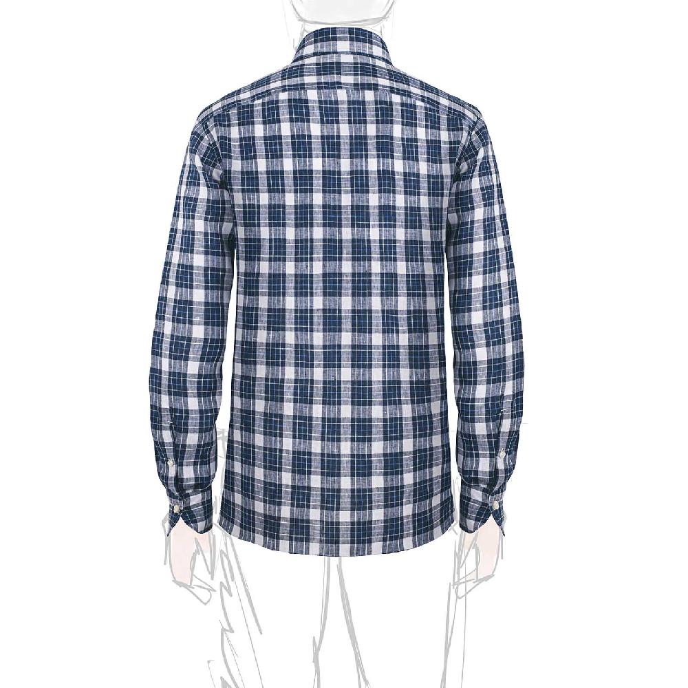 Rubinacci Vintage archive camicia in lino bianco e blu Fino Al -60%